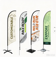 Drapeau publicitaire personnalisé avec logo, bannière publicitaire extérieure double face, drapeau plume pour agence immobilière, maison ouverte, signalétique publicitaire
