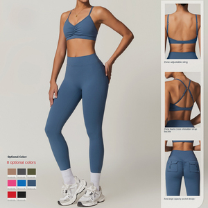 SHINBENE 3 piezas Scrunch Workout Sujetador deportivo y conjuntos de mallas Yoga Fitness Set Conjuntos de entrenamiento para mujeres - Product Image 3