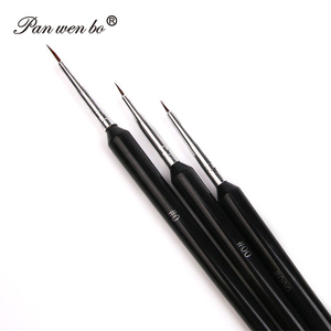 Panwenbo – Lot de 3 pinceaux noirs pour nail art, pour manucure, lignes longues, détails et motifs fins - Product Image 3