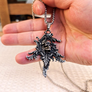 Colgante de calavera de acero inoxidable gótico retro para hombre, collar de Hip Hop con dije temático SP1115 - Product Image 3
