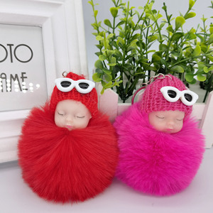 Poupée endormie <span class=keywords><strong>boule</strong></span> de fourrure accessoire suspendu jolie fille sac à dos déco princesse peluche porte-clés jouet en gros - Product Image 5
