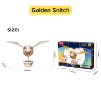 Rompecabezas Mecánico de Madera 3D, Juego de Bloques de Construcción de la Snitch Dorada Mágica, Modelo de Harry, Juguetes para Niños, Regalos, Adorno para el Hogar