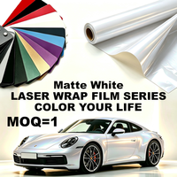 Film vinyle automobile auto-cicatrisant anti-rayures de haute qualité en PVC mat effet laser arc-en-ciel blanc changeant de couleur, épaisseur 6,5 mil, durable