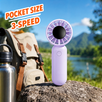 Mini ventilateur portatif USB rechargeable, ventilateur de poche à 3 vitesses, refroidisseur d'air personnel, ventilateur portable pour le camping en plein air