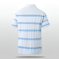 Polo en tricot rayé style Old Money pour homme, viscose premium respirante, été, décontracté chic, vintage, fournisseur d'usine en gros