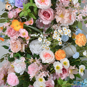 Moderno al aire libre colorido Rosa artificial cuerno flor arco soporte arreglo Floral conjunto boda fiesta evento telón de fondo Decoración - Product Image 3