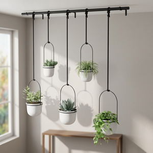 Modern Powder Coated Metal Hanging Plant Pots & Railing <b>Planters</b> Eco-Friendly Floor Use Iron Racks for Home & Garden - Product Image 3