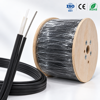 Kabel Drop FTTH Outdoor GJYXFCH, Kabel Serat Optik Penyangga Diri Bentuk 8 yang Diperkuat FRP, 1 2 4 Core