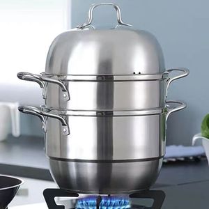 Olla Vaporera de Acero Inoxidable de 3 Niveles, Gran Capacidad, Multifuncional, Ideal para Regalo, Utensilio de Cocina - Product Image 1