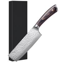 Couteau Nakiri pointu fait à la main en acier inoxydable Paudin Master Couteaux avec manche en bois Pakka naturel Couteau Nakiri de cuisine