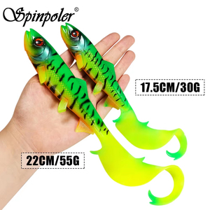 เหยื่อตกปลา Spinpoler Firebomb แบบนิ่ม ขนาด 17.5 ซม. 22 ซม. หางยาวเป็นลอน เหยื่อปลากะพงขนาดใหญ่ แบบ Grub  แอคชั่นว่ายน้ำที่น่าหลงใหล พร้อมชุดจิ๊ก - Product Image 2