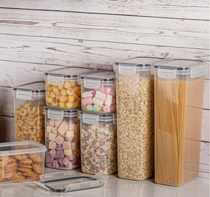 For 24Pcs Set Bpa-Free Airtight <b>Plastic</b> Stackable Injection-Molded Rectangle Kitchen Organizer Cereal Dry Food <b>Storage</b> <b>Bin</b> - Product Image 2