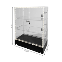 Vitrine en acrylique transparente avec étagère amovible, présentoir en plexiglas avec serrure et clé, boîte transparente, vitrine d'exposition avec éclairage LED en acrylique