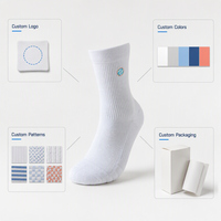 Chaussettes de badminton blanches mi-mollet, tricot côtelé, respirantes, antidérapantes, pour hommes et femmes, avec revers imprimé automne