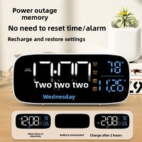 Réveil électronique moderne en ABS à surface miroir, affichage LED, thermomètre, calendrier, alarme silencieuse - Vente en gros usine pour l'exportation