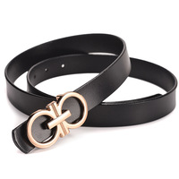 Ceintures en cuir véritable pour femmes et jeunes filles, avec boucle en alliage de zinc en forme de 8 de 2,3 cm et 2,8 cm de largeur, style plaque nominative occidentale, double couche