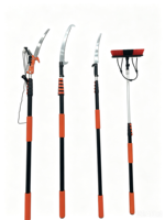 Pértiga telescópica de fibra de carbono, sierra para podar árboles y recolector de cocos de 12 a 65 pies, multiusos para poda de árboles, recolección de frutas y limpieza del hogar