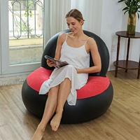 Fauteuil Canapé Gonflable en PVC Floqué, Idéal pour l'Intérieur et l'Extérieur, Canapé Gonflable Décontracté pour Adulte, Parfait pour le Camping
