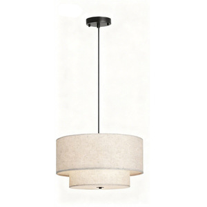Modern Double Drum Fabric Pendant <b>Light</b> E26 <b>LED</b> Adjustable Height For Living Room Kitchen Bedroom <b>Ceiling</b> Mount - Product Image 5