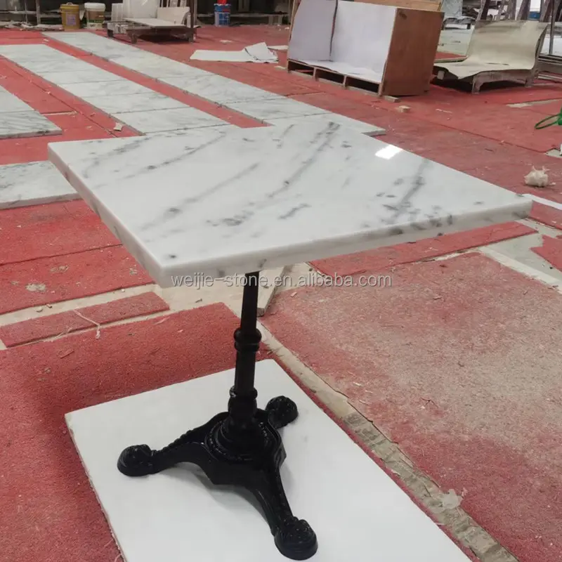 大理石サイドテーブルホテルアパートリビングルーム卸売鋳鉄脚正方形小さな白い大理石トップコーヒーサイドテーブル