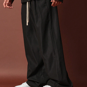 Mùa thu đông quần nam giản dị màu rắn dây rút chạy bộ chống gió chống nhăn 100% cotton có Đơn hàng tối thiểu 30 - Product Image 2