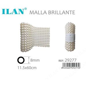 Pannello in Rete Lucida Iln con Perle da 8mm Colore Naturale 11.5x60cm - Product Image 3