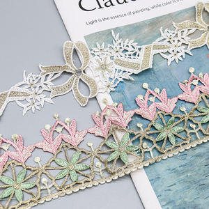 2025 thời trang nhiều màu hoa ren trang trí-Polyester hoa thêu viền cho váy/váy/Hàng thủ công - Product Image 1