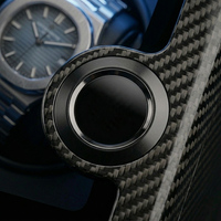 Remontoir de montre automatique de luxe, motif fibre de carbone, écran LCD numérique, verrouillage par empreinte digitale pour montres, prise en charge du logo personnalisé