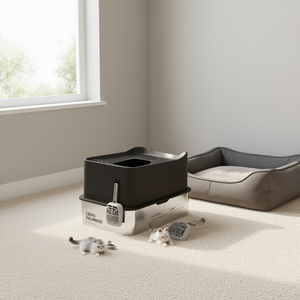 Caja de arena para gatos rectangular de plástico, manual, cómoda, para amigos felinos - Product Image 2