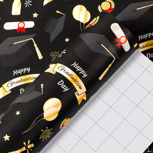 Original graduation season black and gold 5-meter hat <b>pattern</b> wrapping <b>paper</b> - Product Image 1