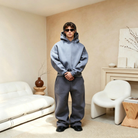 Survêtement Personnalisé Vierge Homme 450 g/m² 500 g/m² 100 % Coton Molleton Ample Ensemble Jogger Hoodies Oversize pour Homme