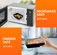 Contenants alimentaires en plastique noir jetables pour micro-ondes, vente en gros à bas prix, boîtes en plastique