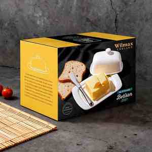 Boîte en carton <span class=keywords><strong>origami</strong></span> à extrémités pliées personnalisée, noire et jaune, pour l'emballage extérieur des boîtes à beurre, avec logo de marque imprimé - Product Image 3