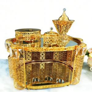 Juego de Decoración de Mesa de Comedor de Cristal y Metal Dorado de Lujo, Quemador de Incienso para <span class=keywords><strong>Hotel</strong></span>, Azucarero, Adorno de Mesa para Banquetes - Product Image 1