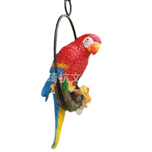 Ornement de perroquet en résine, décoration de jardin, balcon extérieur, cour, artisanat animal suspendu, décor d'oiseau coloré - Product Image 5