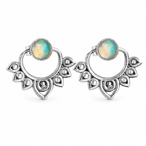 Orecchini retrò a forma di loto staccabili, da indossare davanti e dietro, regali per donne per feste e uso quotidiano - Product Image 4