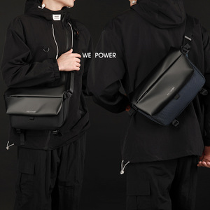 Sac bandoulière pour homme WePower, nylon imperméable, style streetwear, sac messager noir, gris, bleu foncé, couleur unie, R3, hiver 2025 - Product Image 4