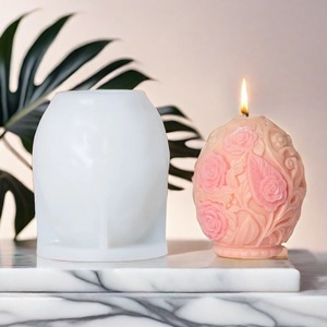 Floral Relief Easter Egg Mold For Candle Making Transparent White Silicone Mold Craft Decoration <b>DIY</b> <b>Kit</b> - Product Image 2