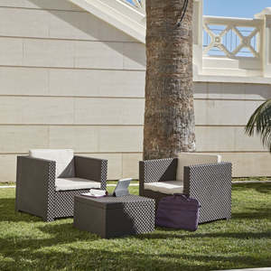 Set da Giardino Sofisticato e Sostenibile Diva Tte--Tte con 2 Poltrone e Tavolo per Uso Esterno in Plastica Riciclata - Product Image 1