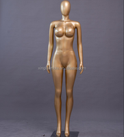 Mannequin de Couture Femme Grande Taille Chromé BBL, Modèle Corps Entier, Doré Brillant, en Plastique PP, Pose Debout pour Femmes Courbes