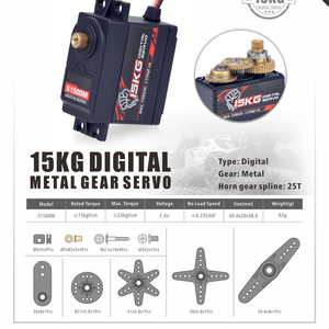 S1500M 15KG เกียร์โลหะดิจิตอลเซอร์โวมอเตอร์แรงบิดสำหรับ 18 110 ความเร็วสูงรถของเล่นปีกคงที่ - Product Image 5