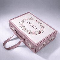 Boîte d'expédition en carton en vrac, boîte à courrier imprimée, boîte en carton ondulé rose à motif floral et baies, directement de l'usine, pour les marques de cosmétiques et de vêtements