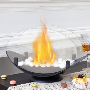 Cheminée à bioéthanol chic Real Flame, table de foyer, insert de <span class=keywords><strong>gel</strong></span> de bio-carburant, forme ovale, bougeoir de table, brûleur en acier inoxydable - Product Image 1