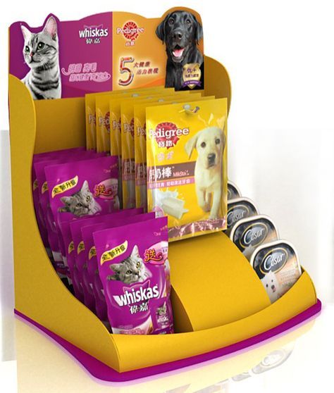 Apache Custom Cardboard Pallet Display Racks for Pet Cat & Dog Food Packaging Promotional Snack Tabletop Racks for Retail Shops — view 4