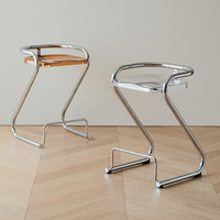 Chaise de bar moderne et écologique en acier chromé, couleur crème macaron, pour petite table haute de salle à manger d'appartement