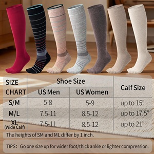 Chaussettes de compression en coton graduées pour femmes et hommes, sans couture, sans pression, pour mollets larges, idéales pour les voyages, <span class=keywords><strong>l</strong></span>'allaitement, la grossesse et le sport - Product Image 6