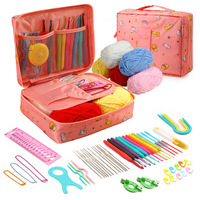 Kit de Crochet Multicolore pour Débutants avec Sac de Rangement Accessoires Transfrontalier, Kit de Couture en Gros avec Fils et Aiguilles de Niveau Débutant