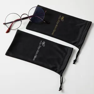 Vente en gros de microfibres roses Sac pochette pour emballage de lunettes de soleil pour lunettes de soleil avec logo personnalisé