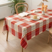 Nappe Moderne Nordique en Jacquard Tissé Polyester Rayures Horizontales Violet Beige Lavable Rectangulaire pour Table à Manger Maison