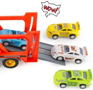 Camion de transport de véhicules à friction en plastique avec lumières et sons pour enfants - Product Image 4